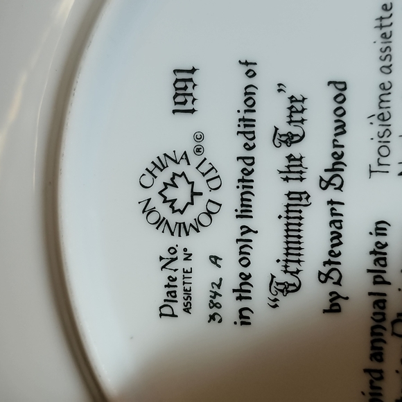 Stewart sherwood 1991 limited edition trimming the tree christmas collector plat - Picture 7 of 9
